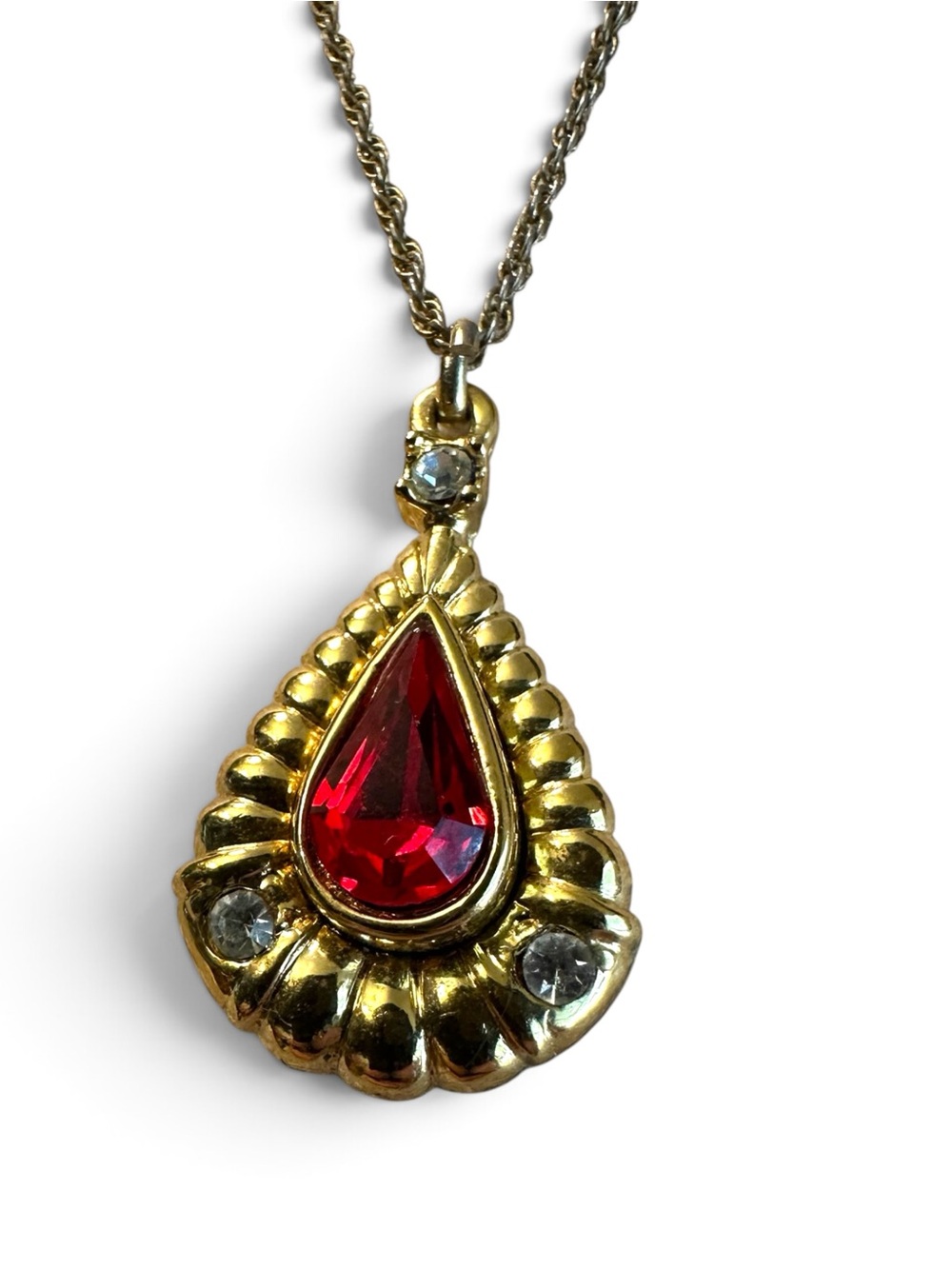 Vintage Balmain Paris Red Crystal Necklace